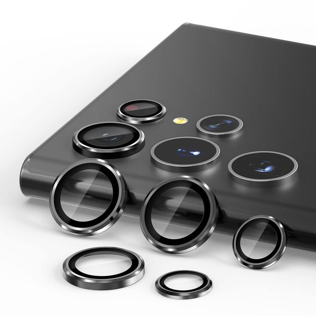 1Set /Camera Lens Protector For Samsung Galaxy S23 Ultra HD Tempered Glass Metal Ring Aluminum Alloy Lens Screen Cover samsung s23 ultra s22 ultra Camera Film Protection