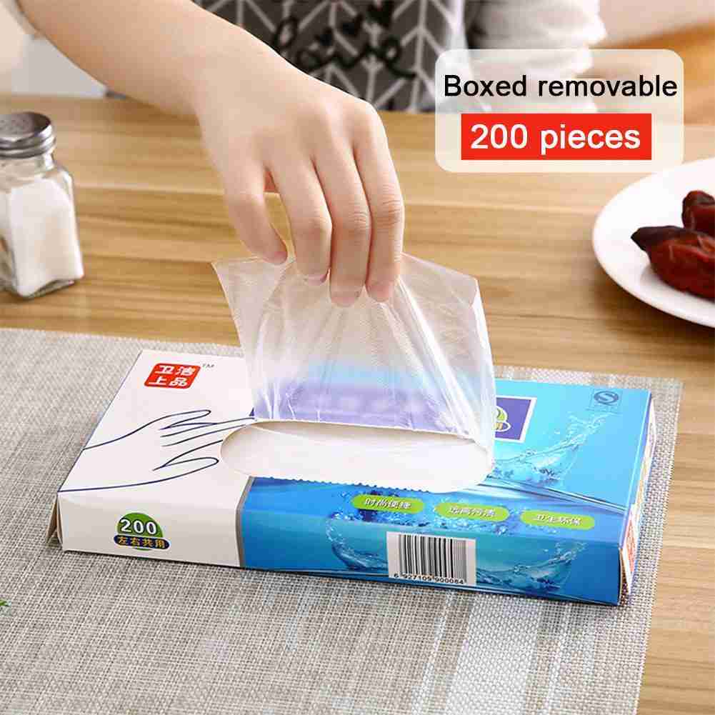 100/200PCS Box Multifunctional Disposable Glove / Transparent / Gloves Preparation Thin Kitchen Vinyl Household Plastic Cleaning Gloves Cooking /Disposable Gloves Food Baking R9E2