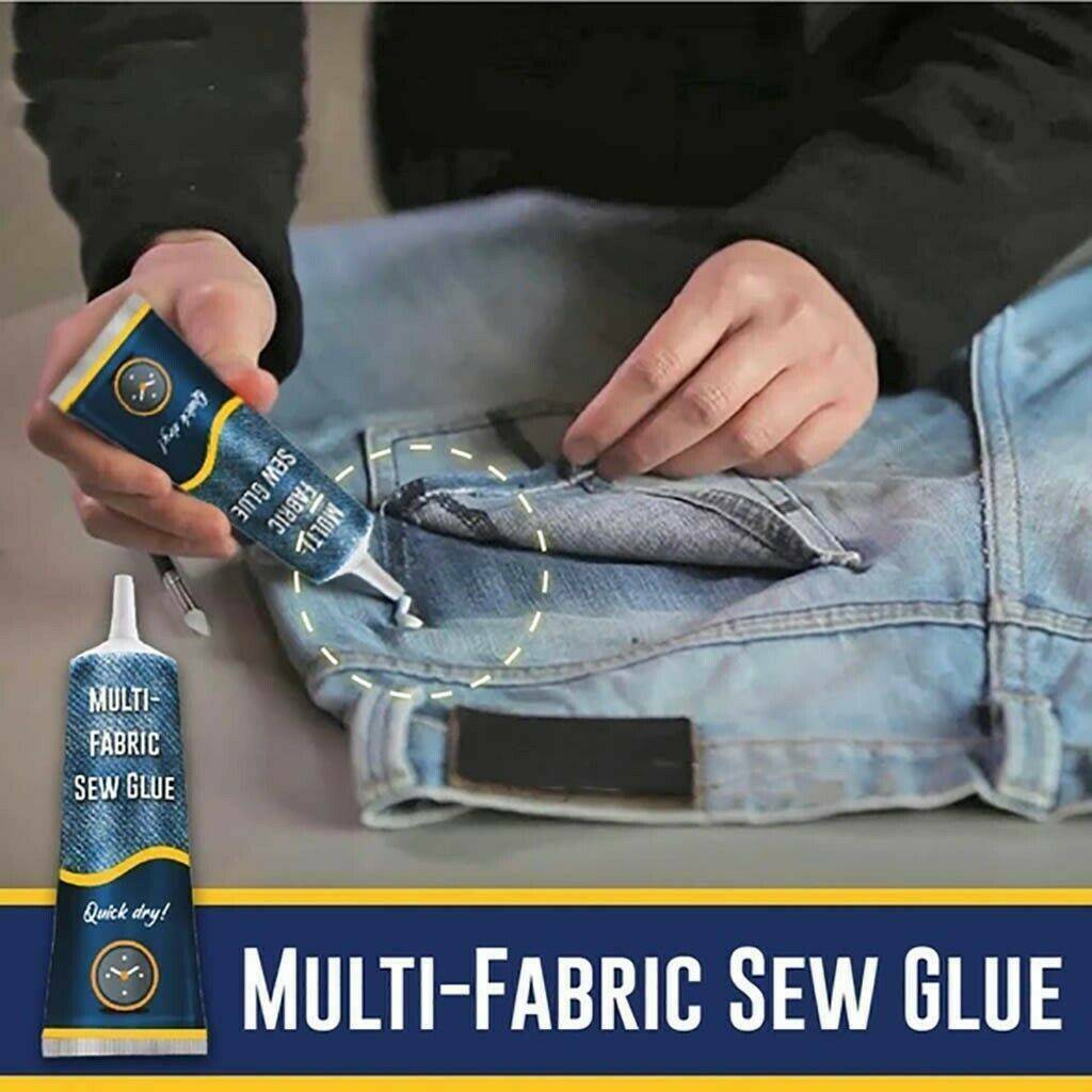 Oriobaoao✅ 2 pcs Fabric Glue Stitch Liquid Sewing Solution Kit Multi Fabric Liquid Glue Multi-purpose Glue for Fast Tack Dry Sew Glue Jeans Clothing Leather Sewing Solution Full Coverage Application R