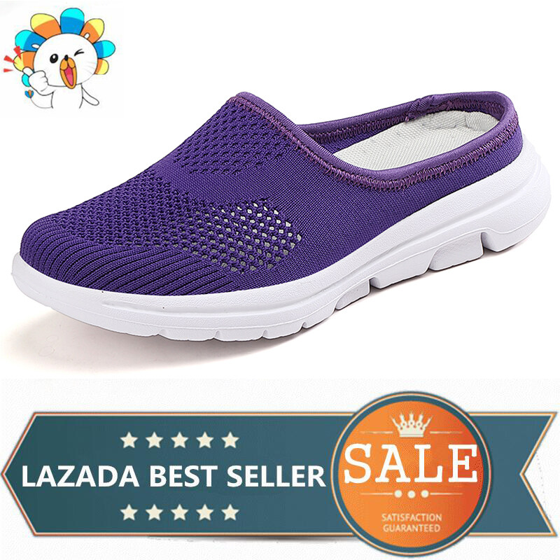 Half Slippers Women Fashion Slip on Sandals Mesh Slip on Loafers Women Autumn Walking Slippers Croc Women Sandals