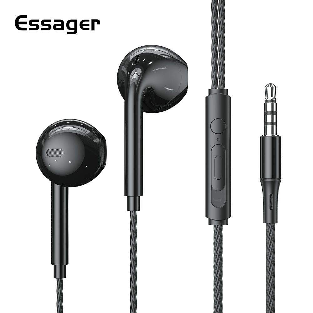 ESSAGER S320 Stereo Bass Headphone In-Ear 3.5MM Wired Earphones HIFI Earpiece with MIC for Xiaomi Samsung Vivo Oppo Huawei Phones