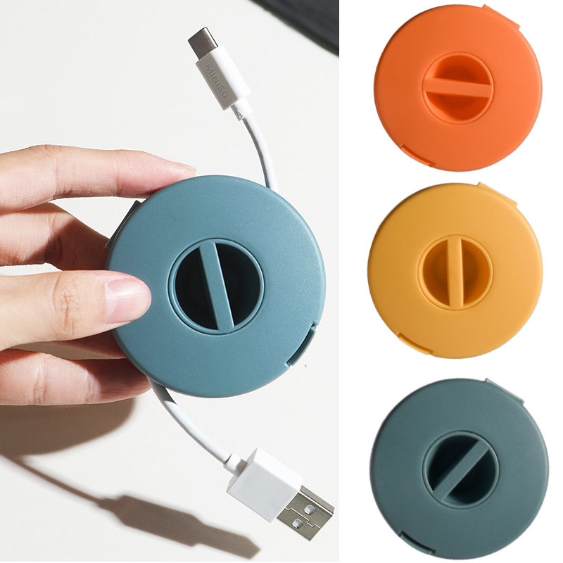 Rotatable Cable Clips Round Earphone Winder Mobile Phone Data Cable Charger Wire Storage Box Auto Cord adjustsble Cables Holder