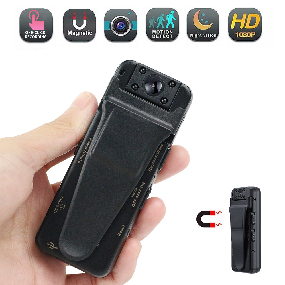 A8 Body Worn Camera HD Car DVR Video Security Cam IR Night Vision Back Clip Magnetic Mini Camcorders Police Camera(Up to 256GB)
