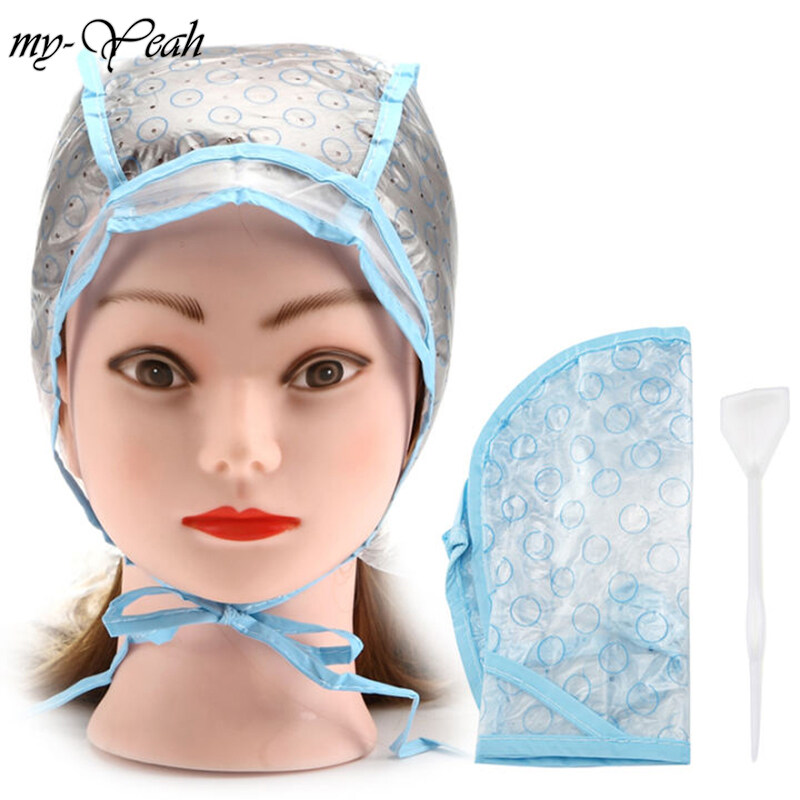 myyeah 2Pcs/Set Hair Salon Color Coloring Highlighting Dye Cap + Hook Reusable Set Frosting Tipping Color Hairstyling Tools