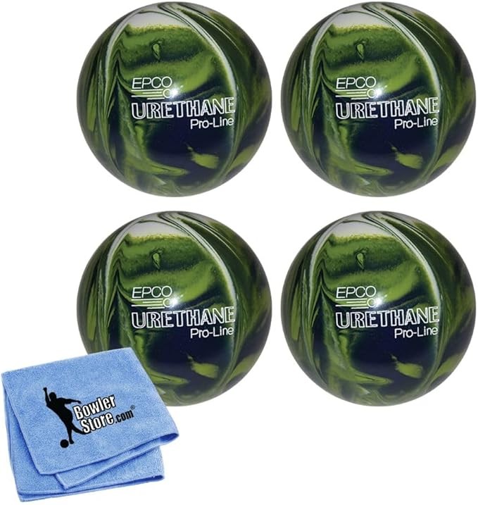 Bowlerstore Products EPCO Candlepin Bowling Balls - Urethane - Lime Green, White & Navy (4 1/2 inch- 2lbs. 6oz.) 4 Balls