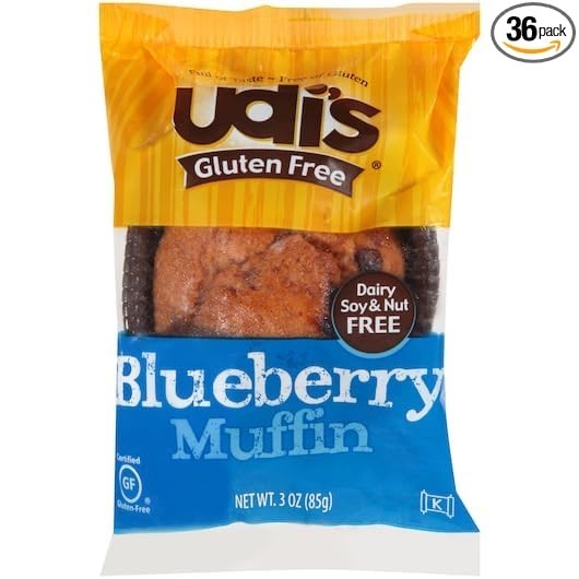 Udis Gluten Free Blueberry Muffin, 3 Ounce -- 36 per case.