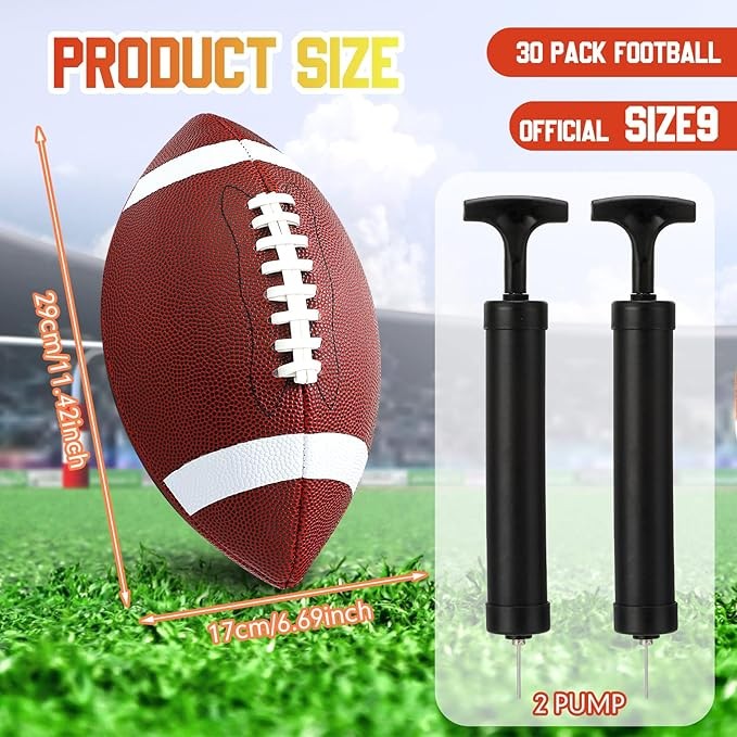 Jerify Composite Leather Footballs Official Size Composite Leather Balls Leather Inflatable Footballs with Pump Indoor Outdoor Footballs Bulk for Training and Recreational Play