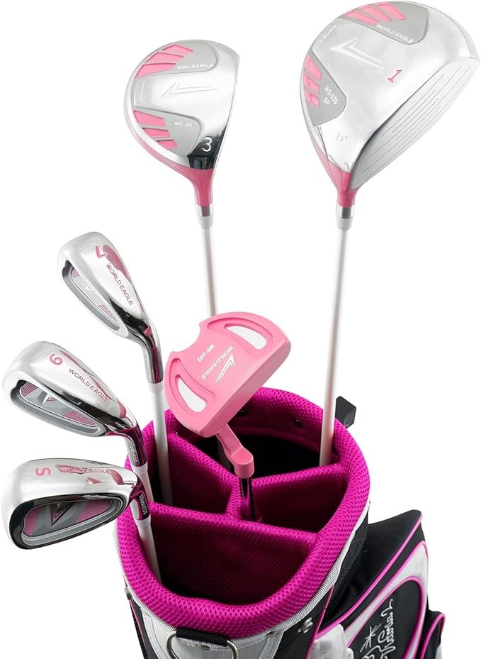 WORLDEAGLE 101 Pink 6 Piece Half Ladies Golf Club Set for Women HC1 Piece Pink Bag