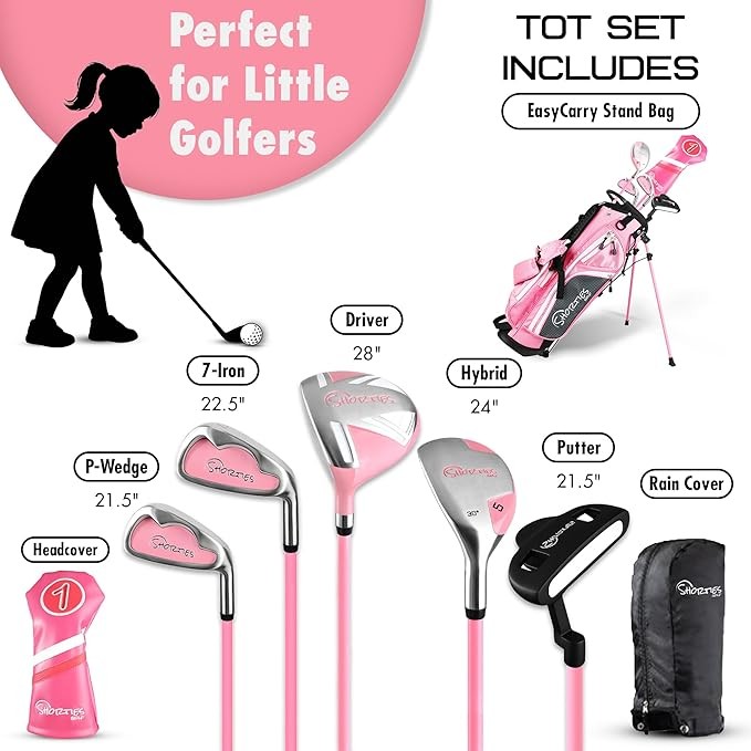 38"-42" Pink Golf Clubs Right Orientation + Practice Balls
