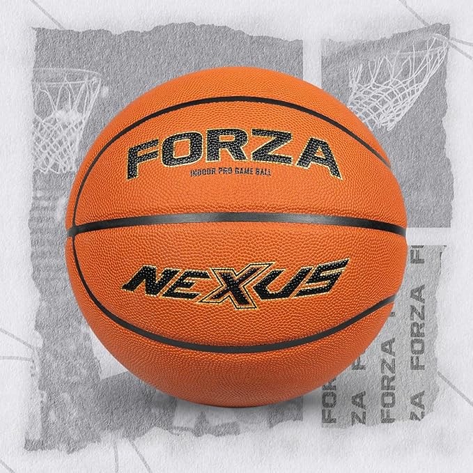 FORZA Nexus Indoor Pro Game Basketball [Sizes 5, 6, & 7] | FIBA Standard Premium Composite Leather, Superior Grip & Control for Indoor Play – Available in Single, 5, or 24 Packs