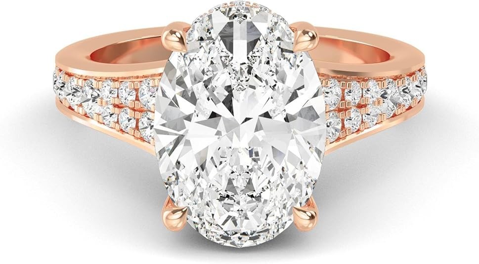 Houston Diamond District Oval Shape LAB GROWN Diamond Vintage Engagement Ring Wedding Ring for Women (Color D-E Clarity VS1-VS2)