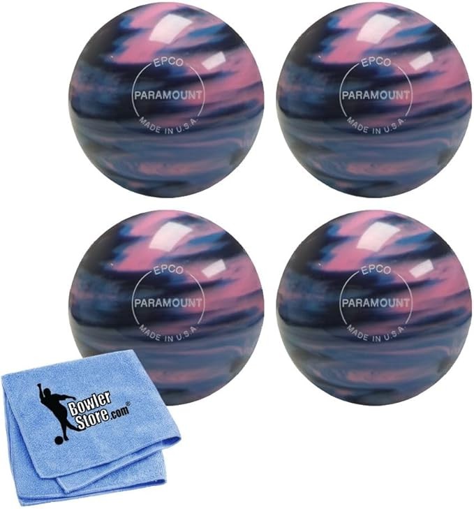 Bowlerstore Products EPCO Candlepin Bowling Balls - Marbleized - Navy, Light Blue & Pink (4 1/2 inch- 2lbs. 7oz.) 4 Balls