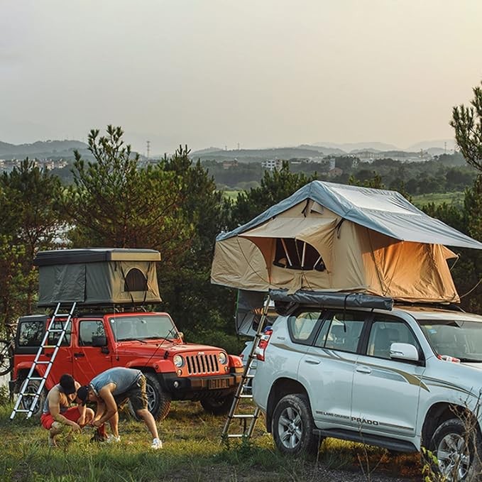 Outdoor Camping Tent 4 Large Space Car Roof Tent Outdoor Car Top Tent Sports Outdoor Tents Hard Shell Roof Top Tent 3-4 Person (A)